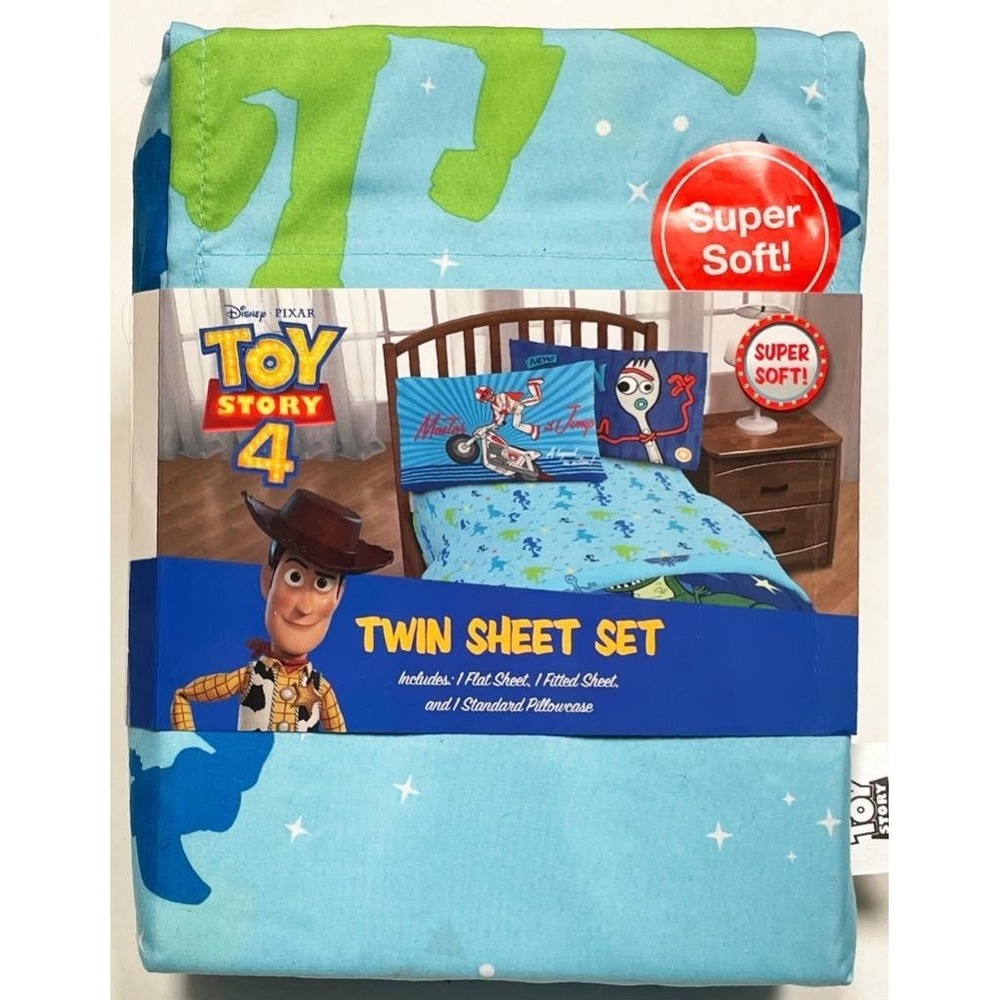 New Jay Franco Toy Story 4 Boys Blue 3 Piece Twin Sheet Set